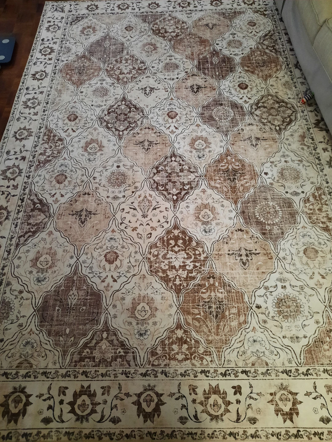 Soft Brown Floral Pattern Area Rug