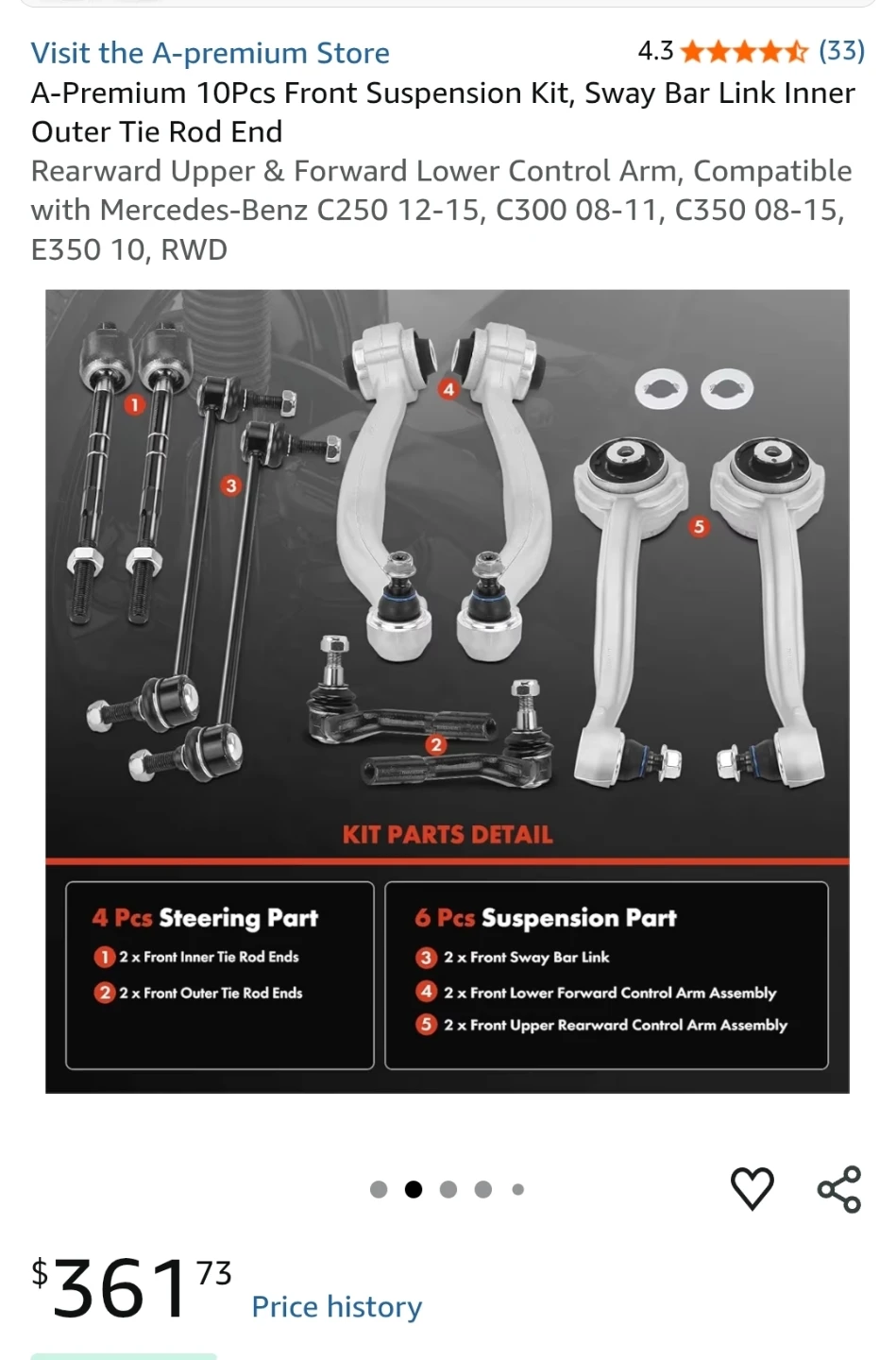 10Pc Front Suspension Kit for Mercedes-Benz - photo 2