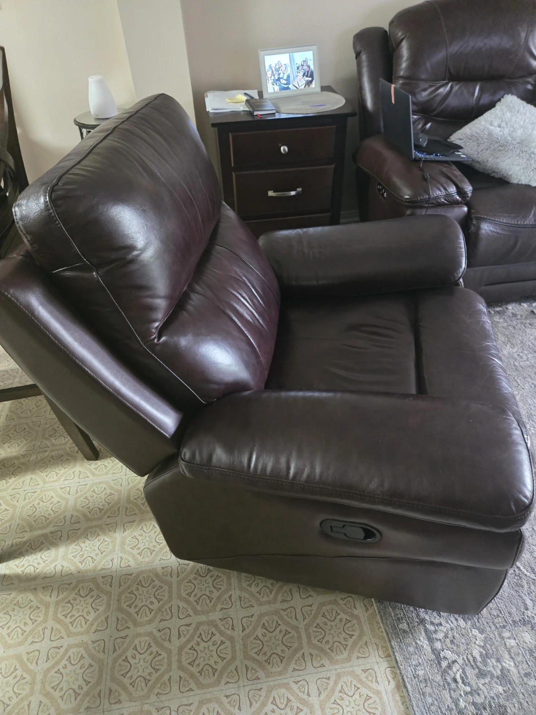 Dark Brown Leather Recliner - photo 2