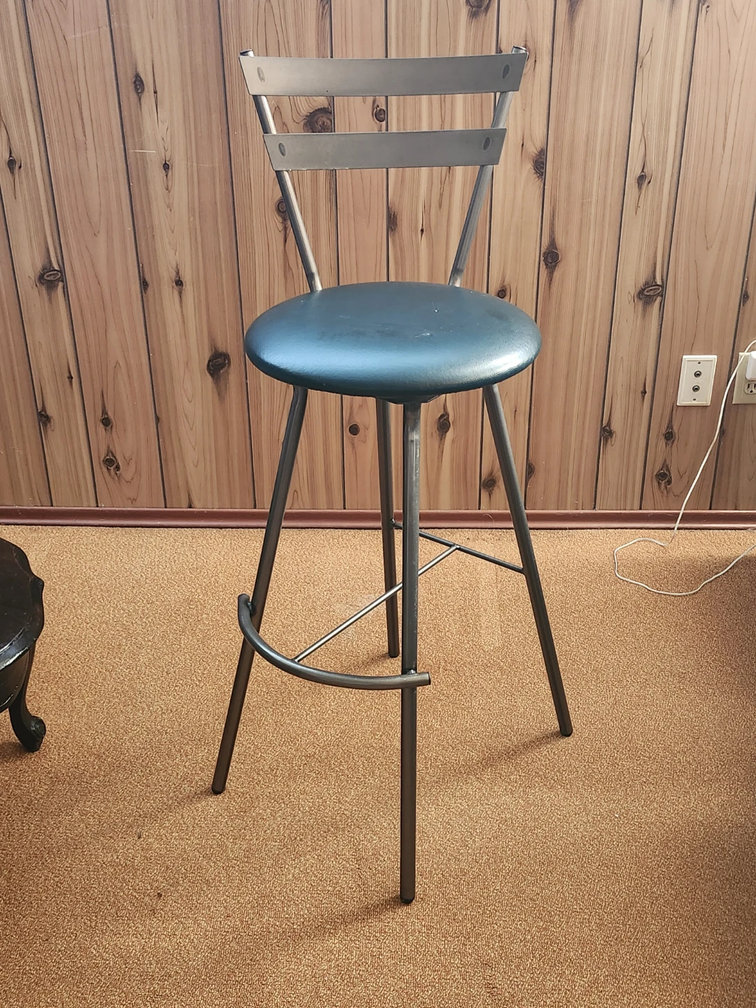 Metal Bar Stool with Blue Seat - photo 2