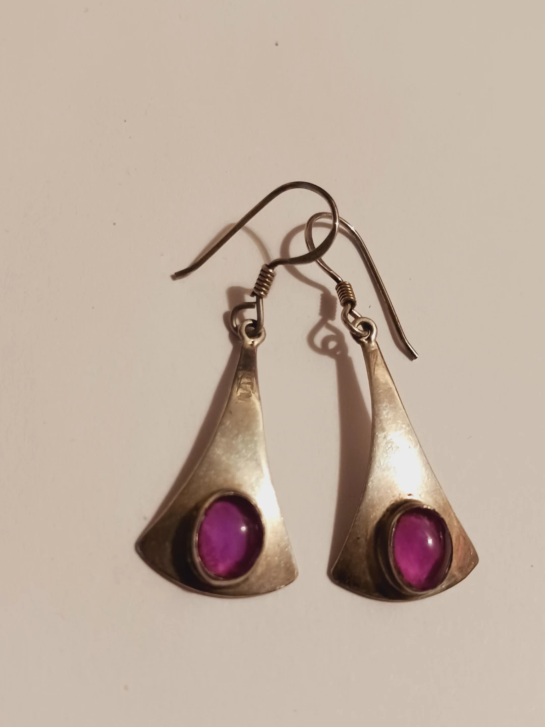 Gorgeous Sterling Silver Mexican Designer PurpleStone Earrings - photo 2