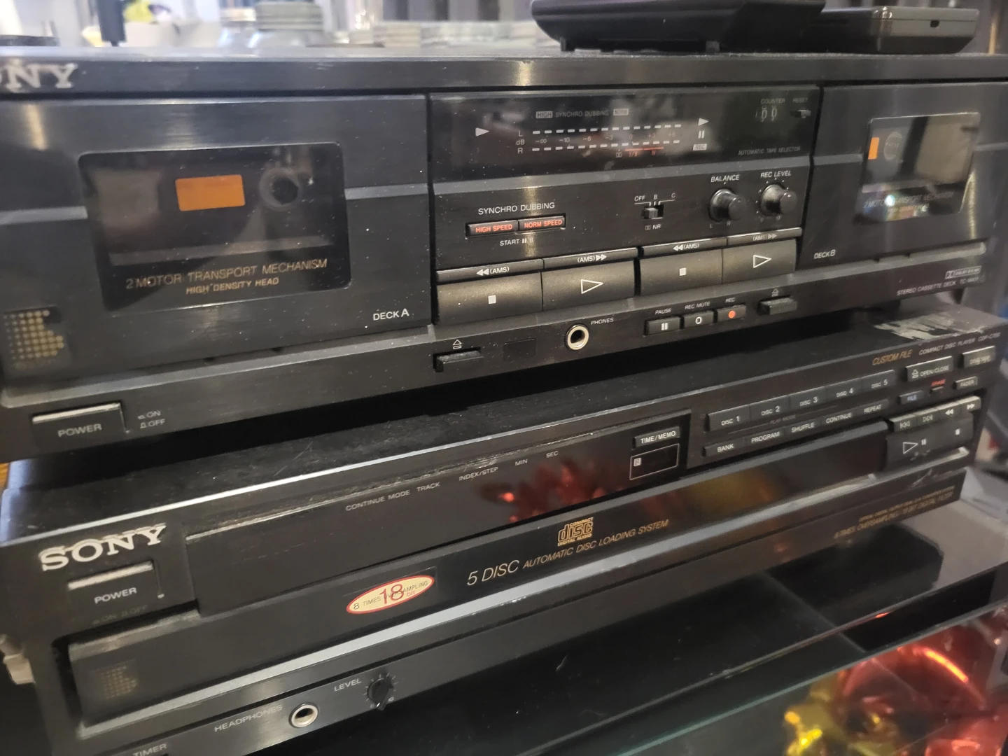 Sony Cassette Deck and 5-Disc CD Player