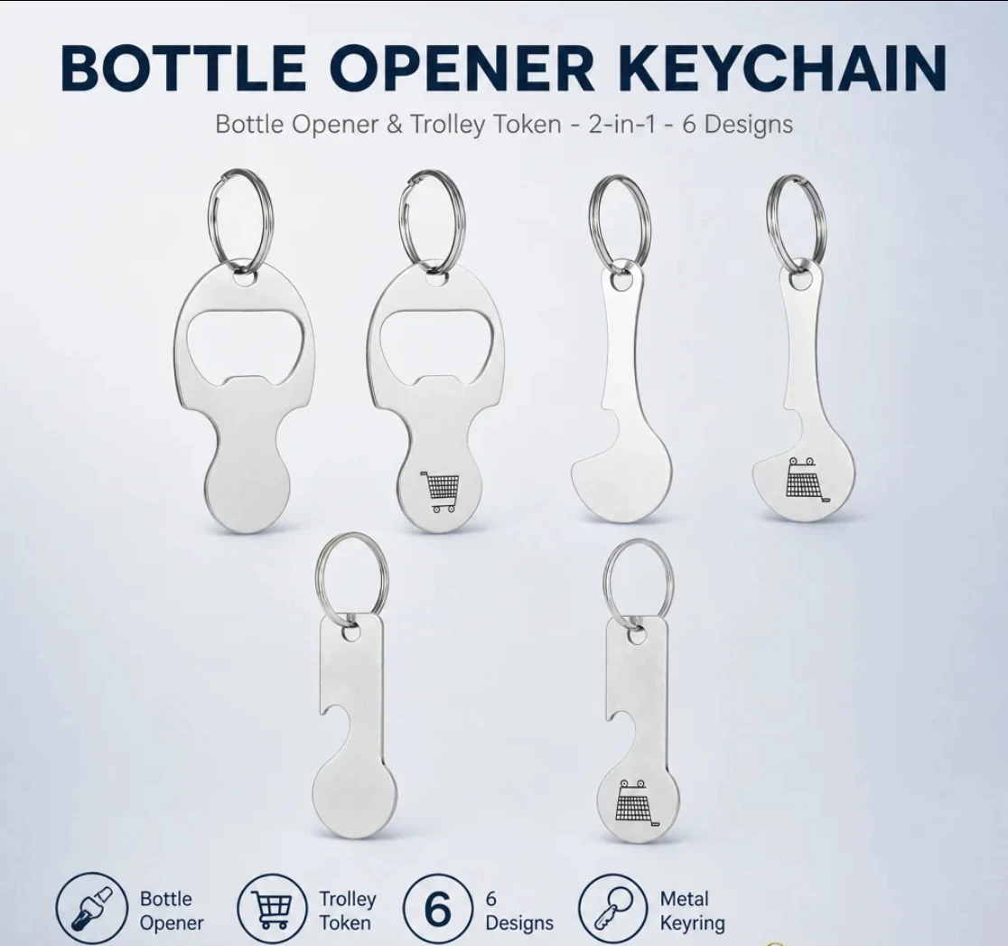 ✨ 2-in-1 Premium Bottle Opener & Trolley Token Keychain ✨