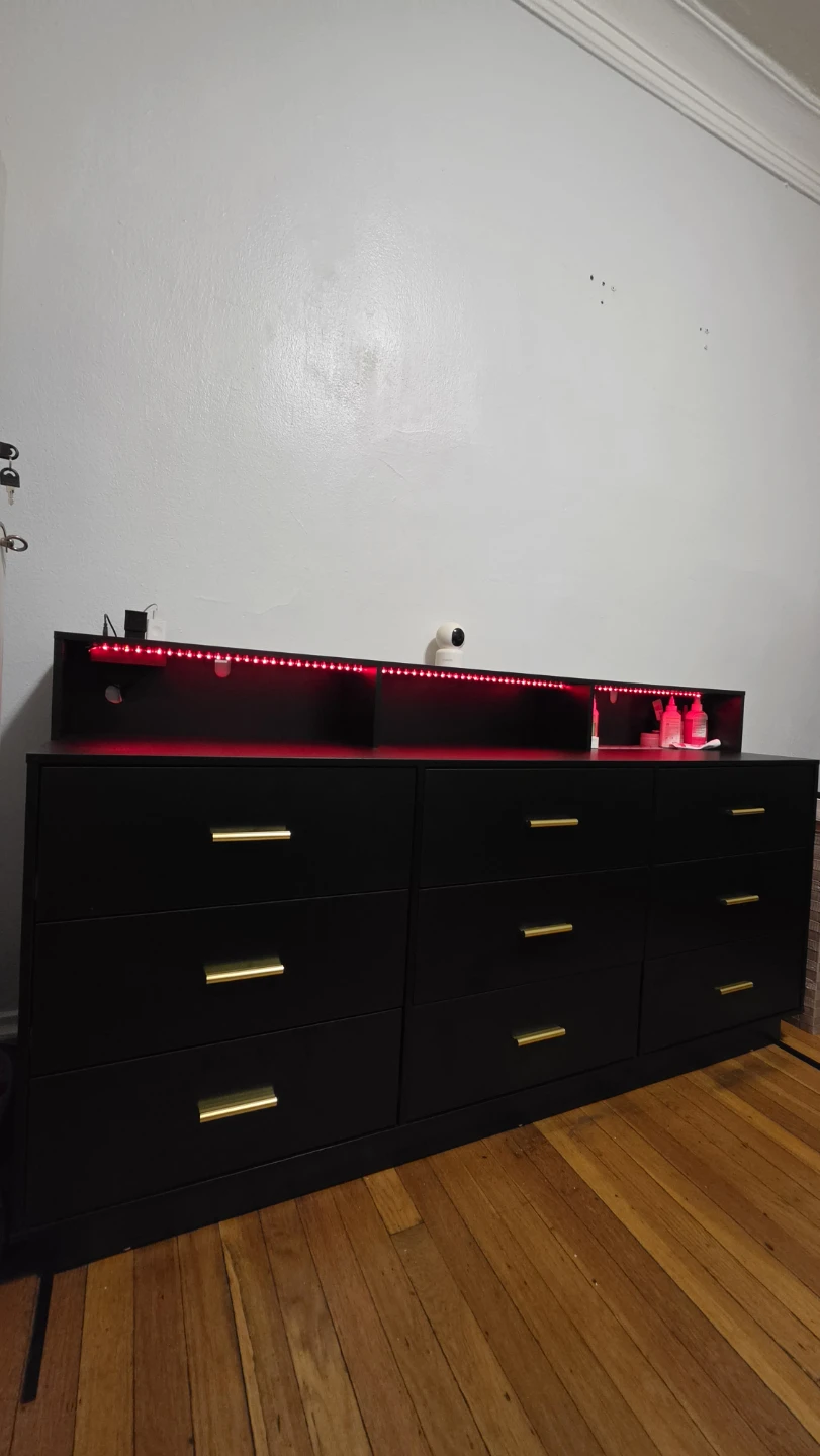 Black 6-Drawer Dresser with LED Lights and Power Outlet - photo 2