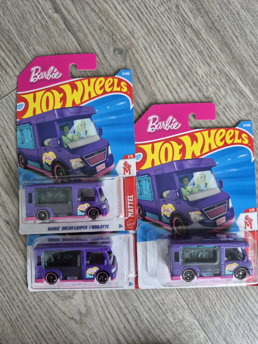 3 Hot Wheels Barbie Dream Camper Die-Cast Cars
