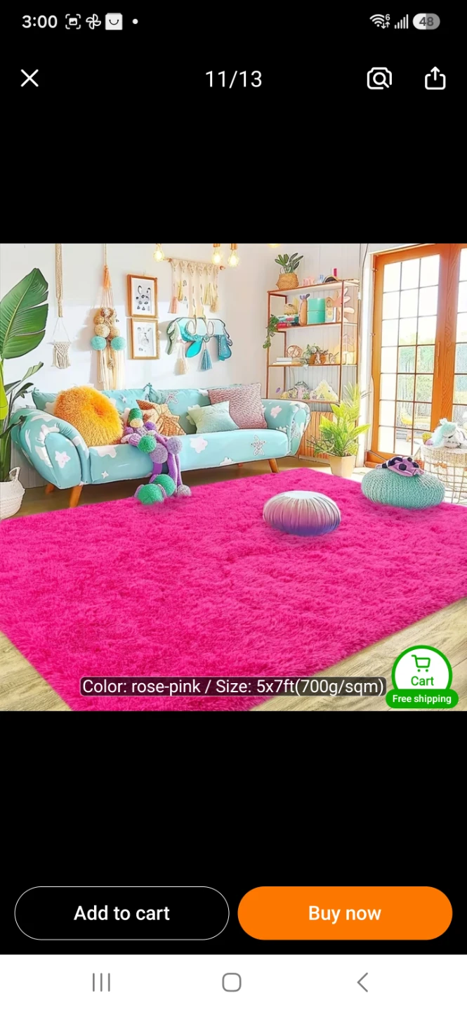 Fluffy pink rug.like new. - photo 2