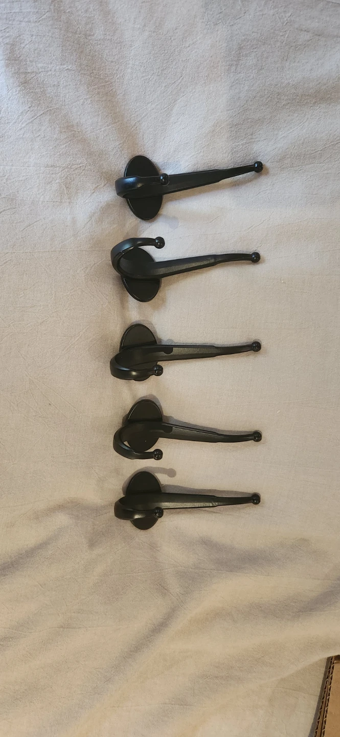 5 Black Satin metal hooks
