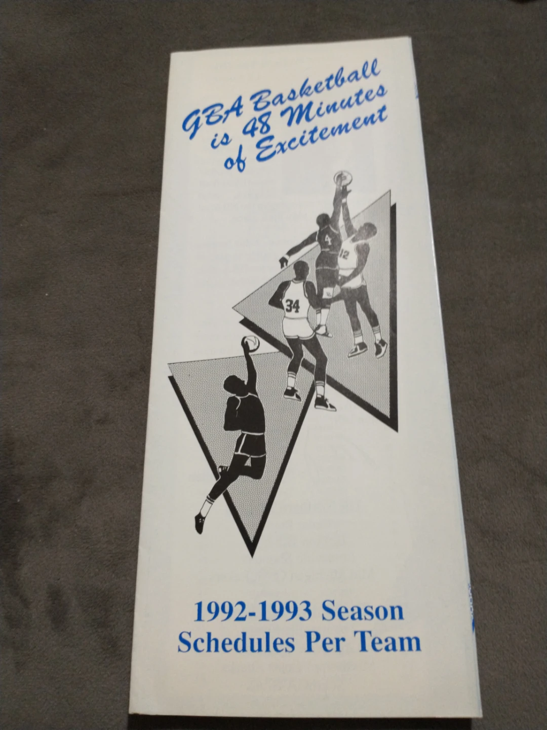 Rare Global Basketball Association 1992-1993 Season Schedule - photo 2
