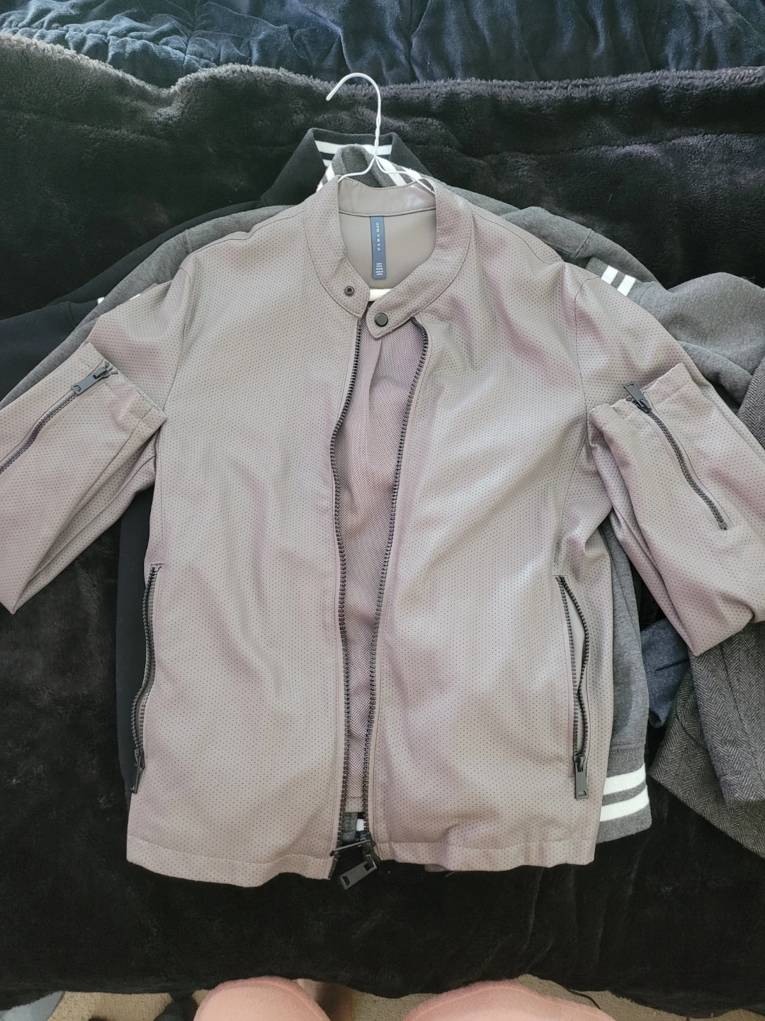ZARA MAN Perforated Faux Leather Jacket Size M