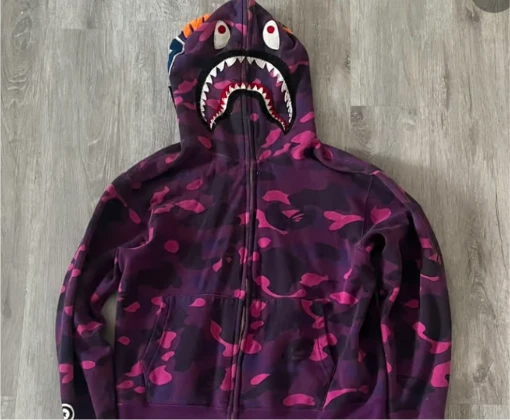 BAPE Purple Camo Shark Full Zip Hoodie