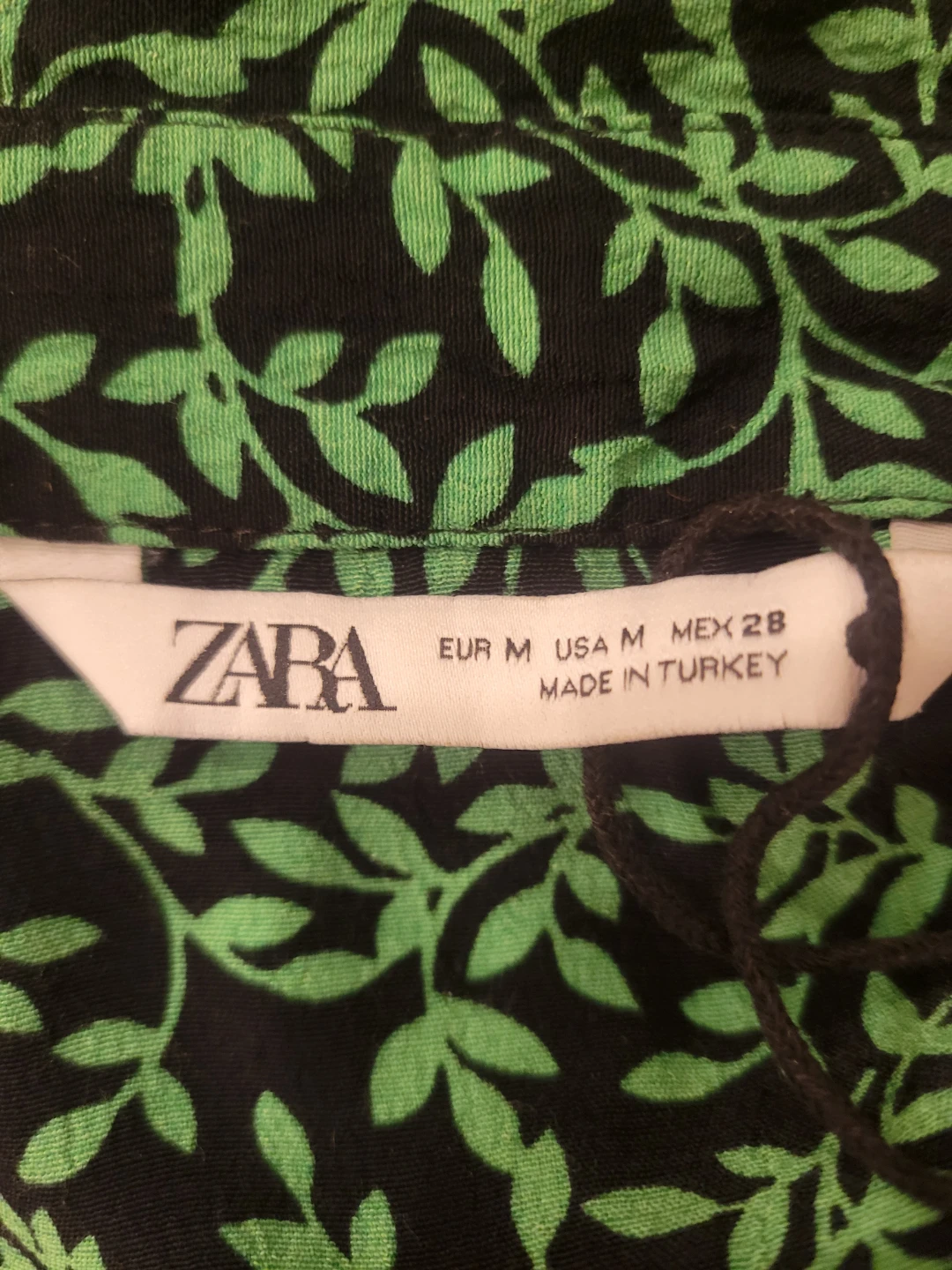 Zara green and black leaf print shirt dress - photo 5