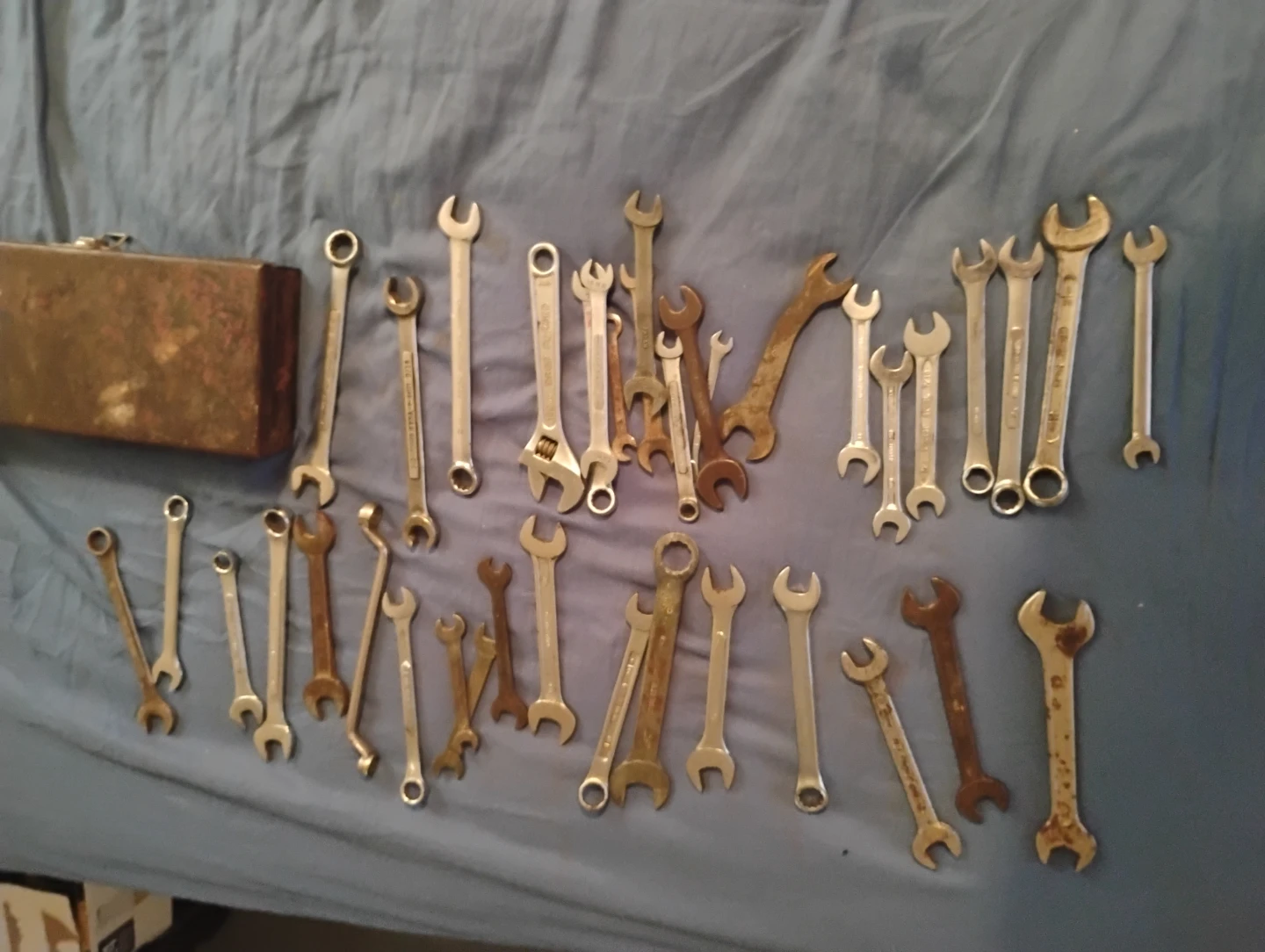 Assorted Vintage Wrench Set with Metal Case