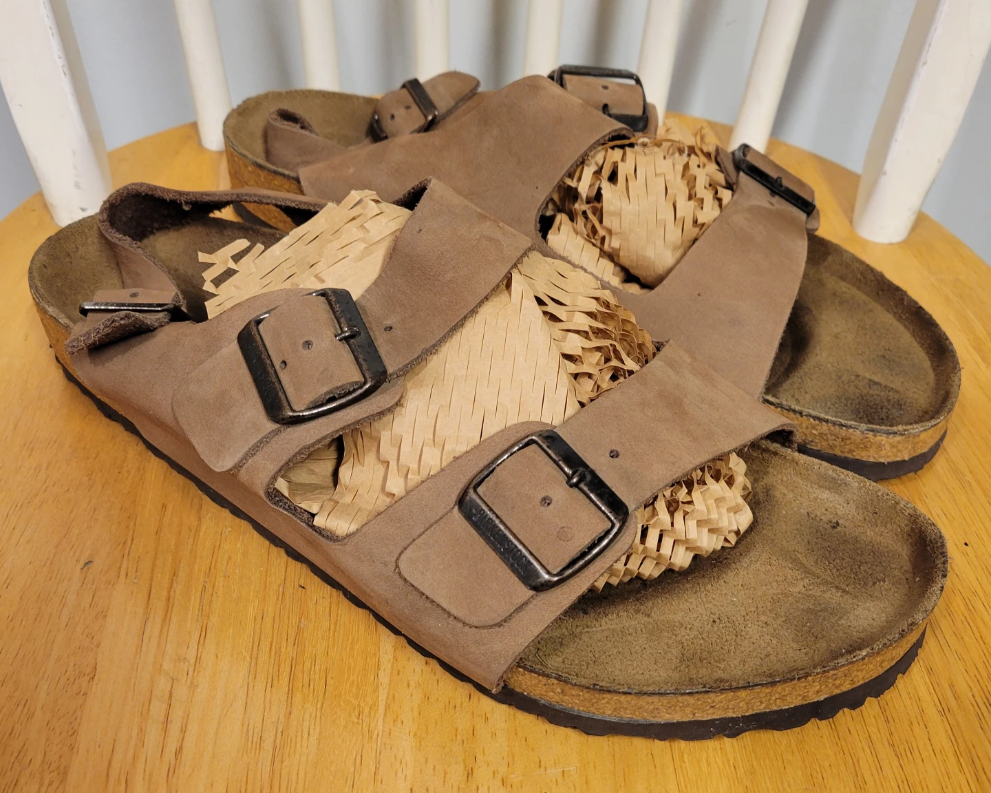 Birkenstock Milano Men's Brown Leather Buckle Sandals Sz 46 13