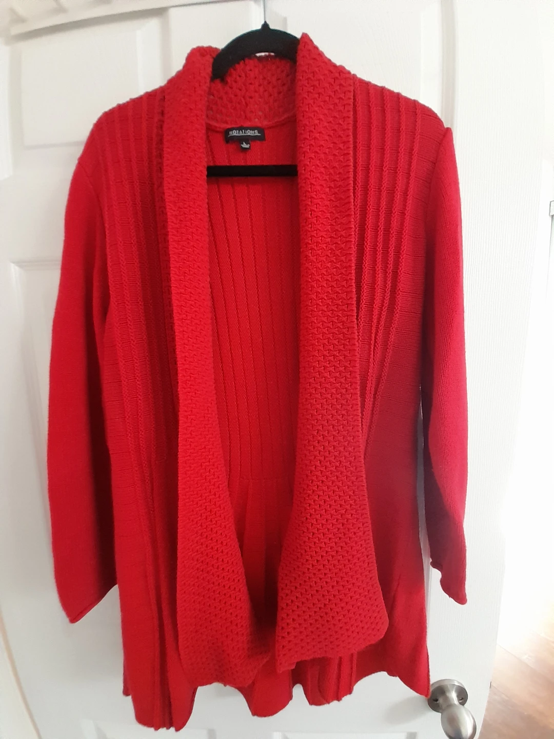 Notations Red Open Cardigan Size Large