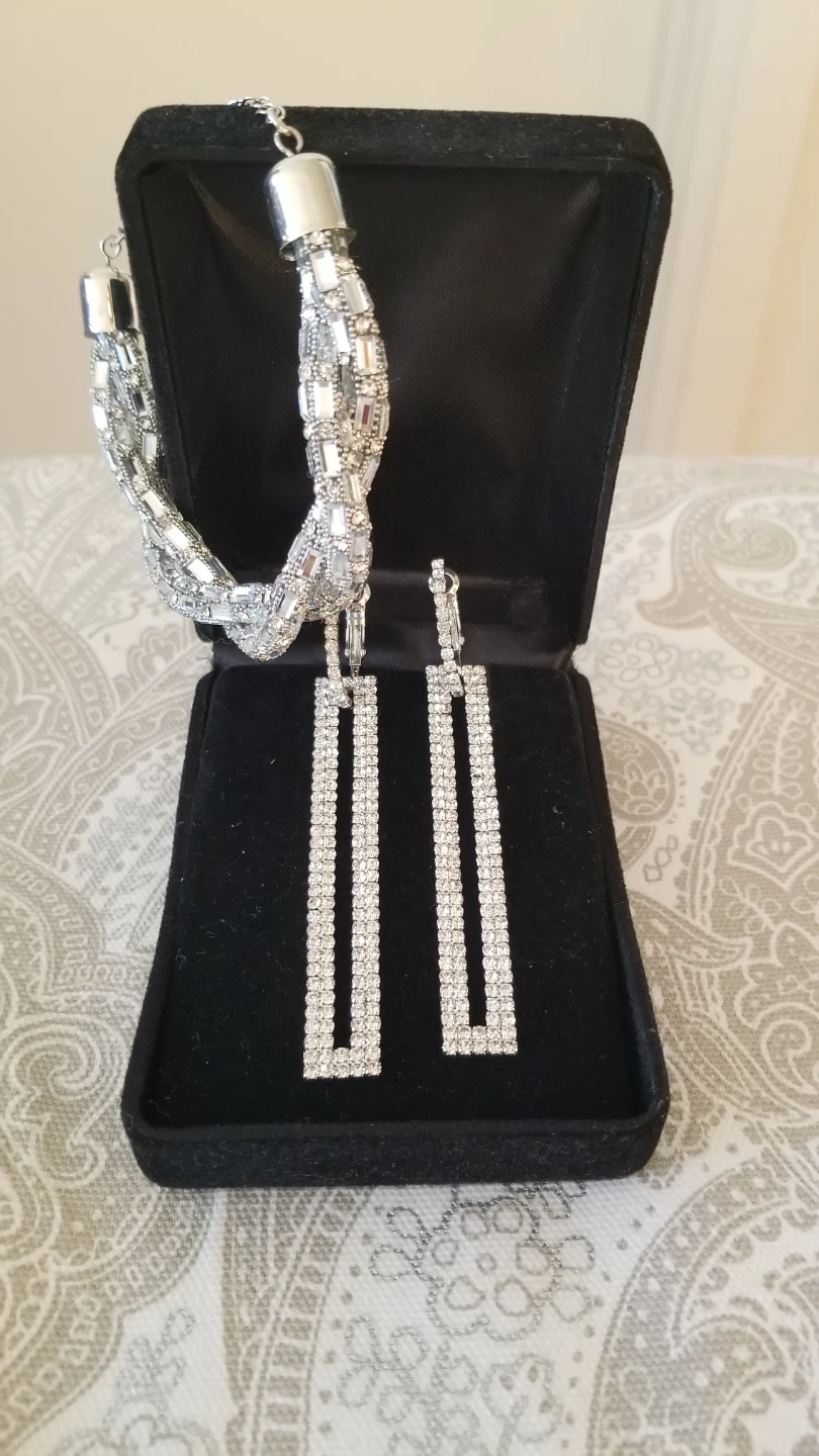 Long Earring and Silver Bracelet
