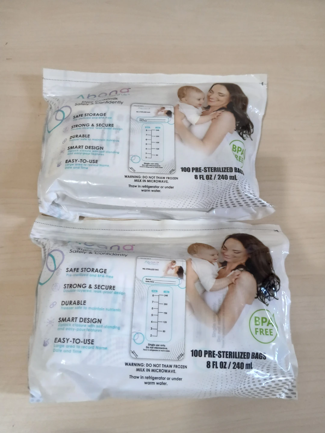 2 Packs of Abona Breastmilk Storage Bags -200 pieces 🏈