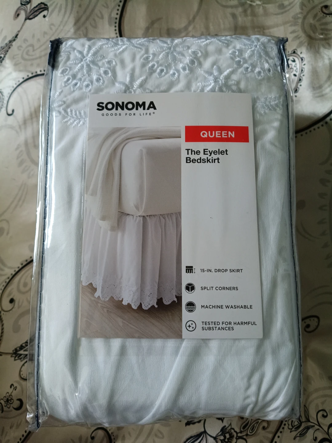 NEW Sonoma Queen Eyelet Bedskirt White