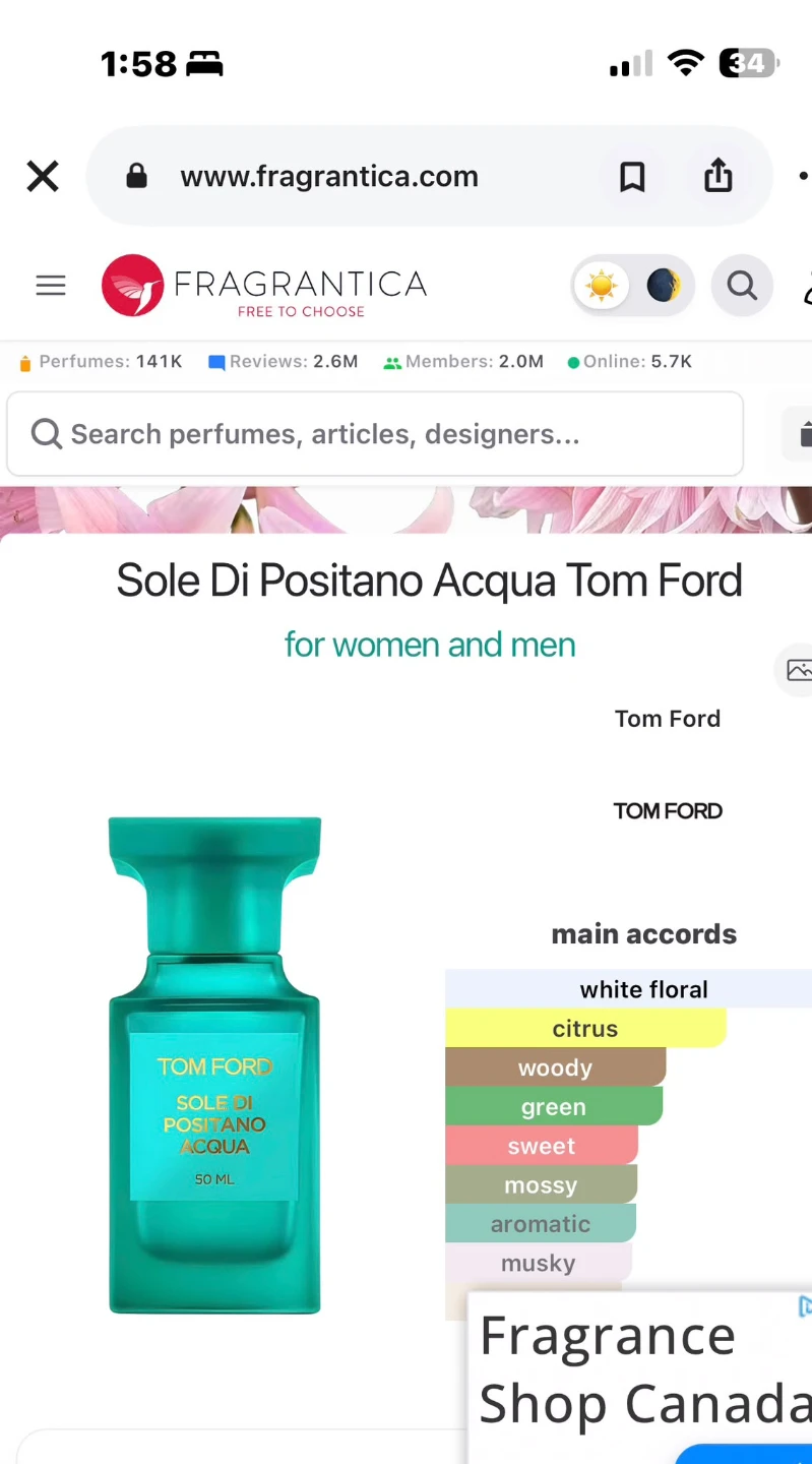 Tom Ford Sole Di Positano Acqua 50ml