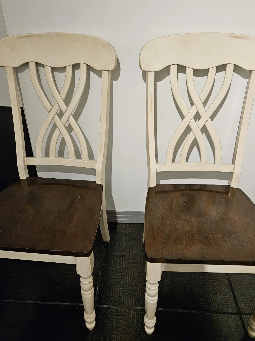 (3)Set of Two Two-Tone Dining Chairs