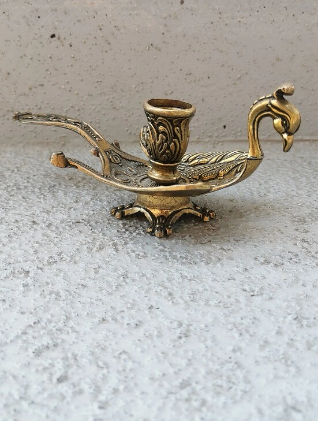 Vintage Italian Brass Phoenix Bird Chamberstick Candle Holder - photo 5