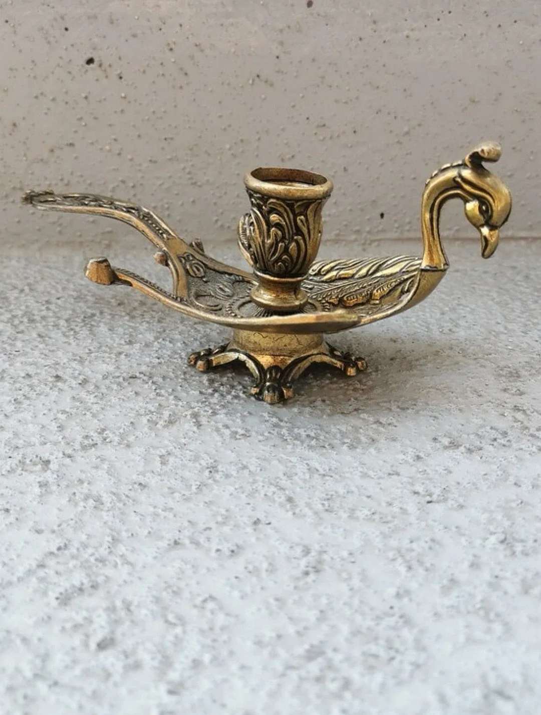 Vintage Italian Brass Phoenix Bird Chamberstick Candle Holder - photo 5