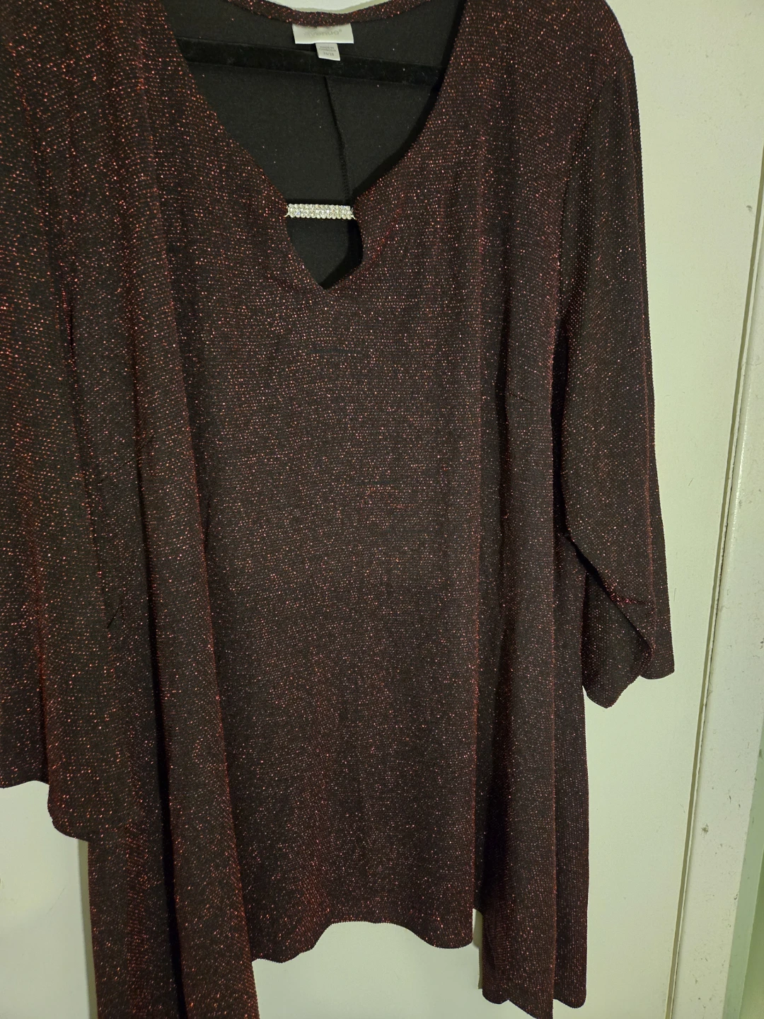 Avenue Black and Red Shimmer Tunic