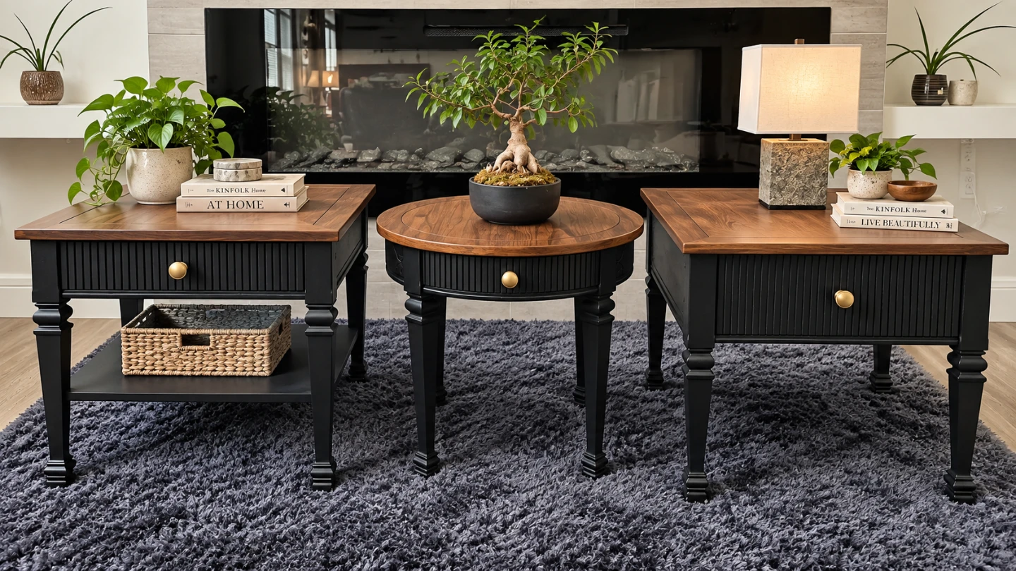 Refinished 3-Piece Nightstand & Accent Table Set - photo 4
