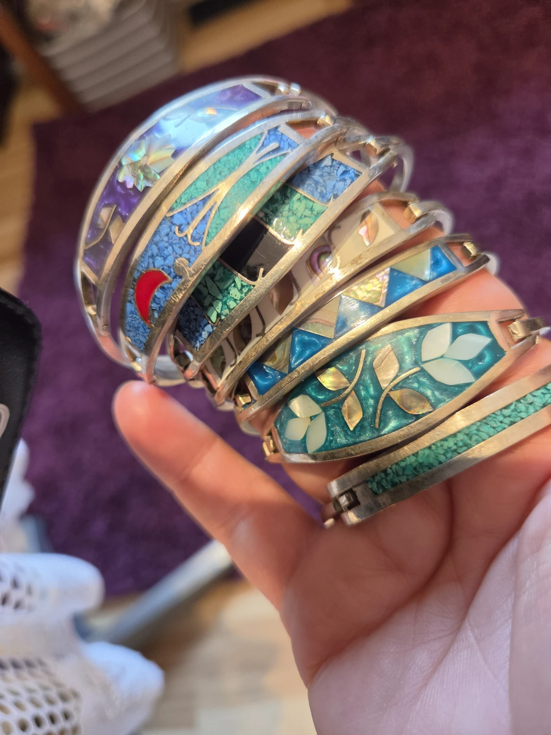 Assorted Inlaid Bracelets - Sterling Silver filled
