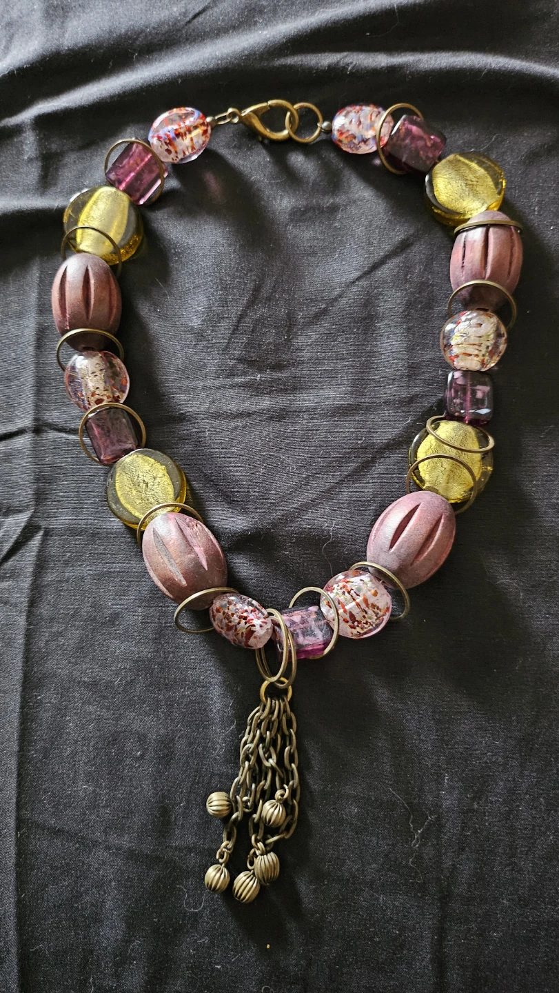 Artisan beaded statement necklace