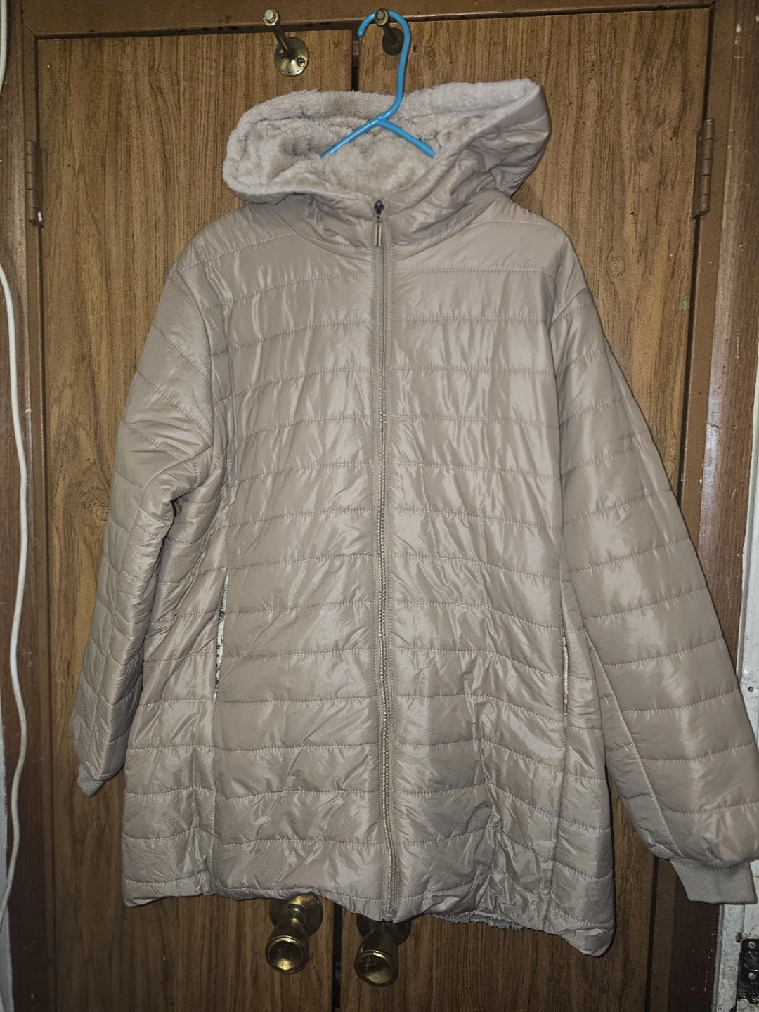 Tan Padded Hooded Jacket