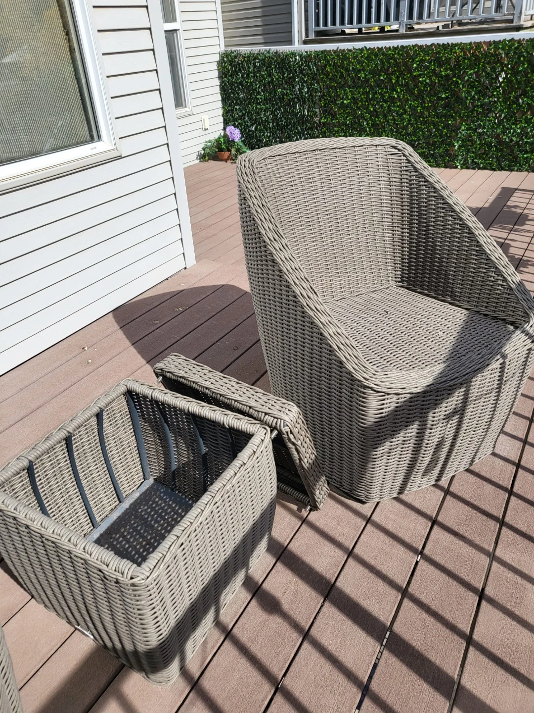 Wicker Patio Chair and Storage Ottoman Set - photo 2