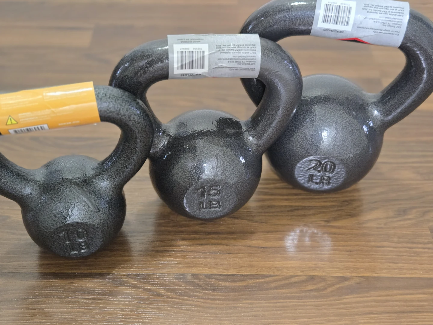 10lb, 15lb and 20lb Cast Iron Kettlebell Set.