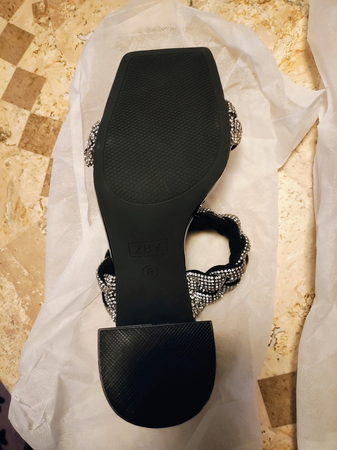 SYRTKMX Rhinestone Block Heel Sandals - photo 5
