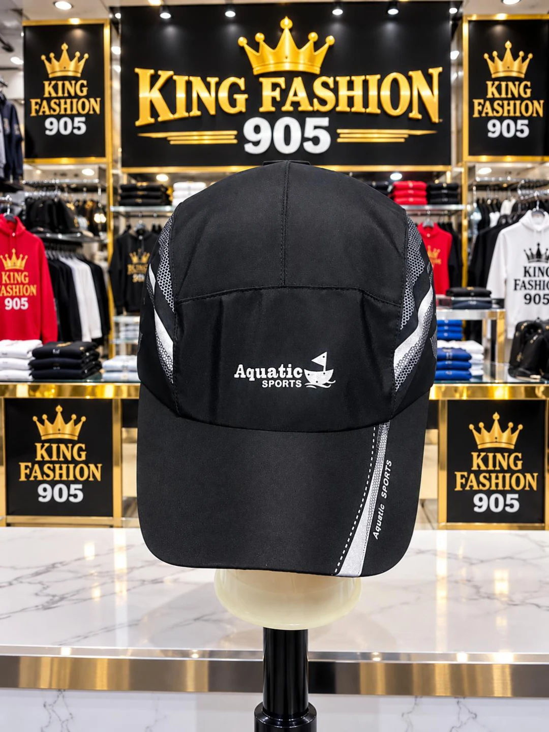 Aquatic Sports Black Athletic Cap