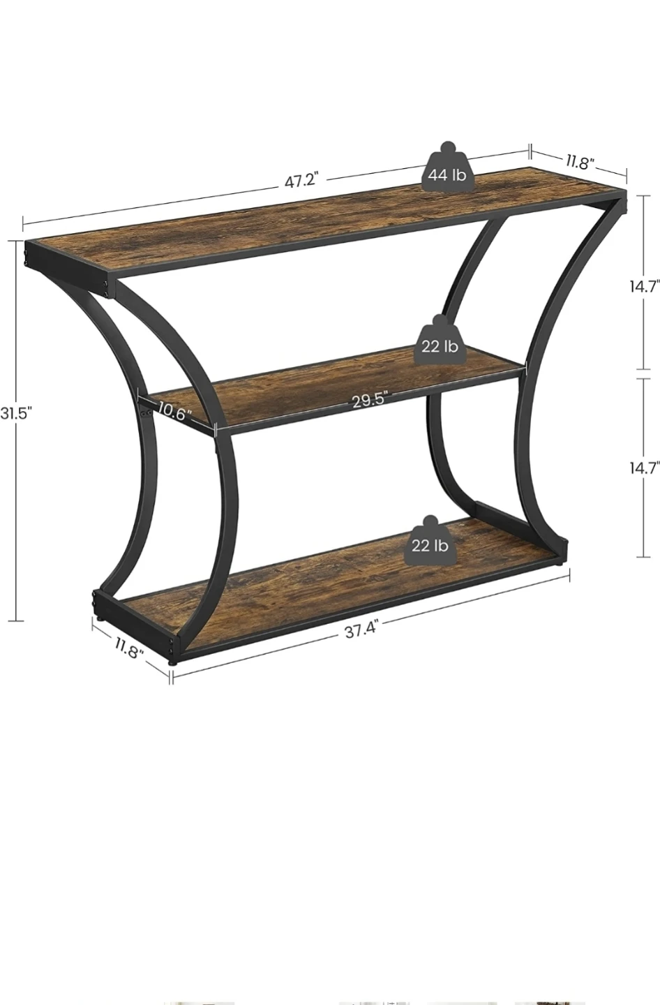3-Level Curved Console Table *new - photo 5