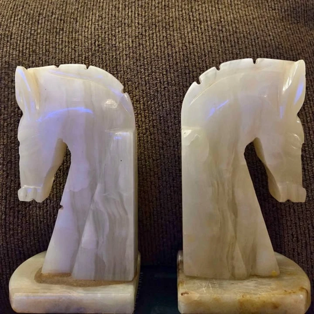 Solid White Horse Bookends