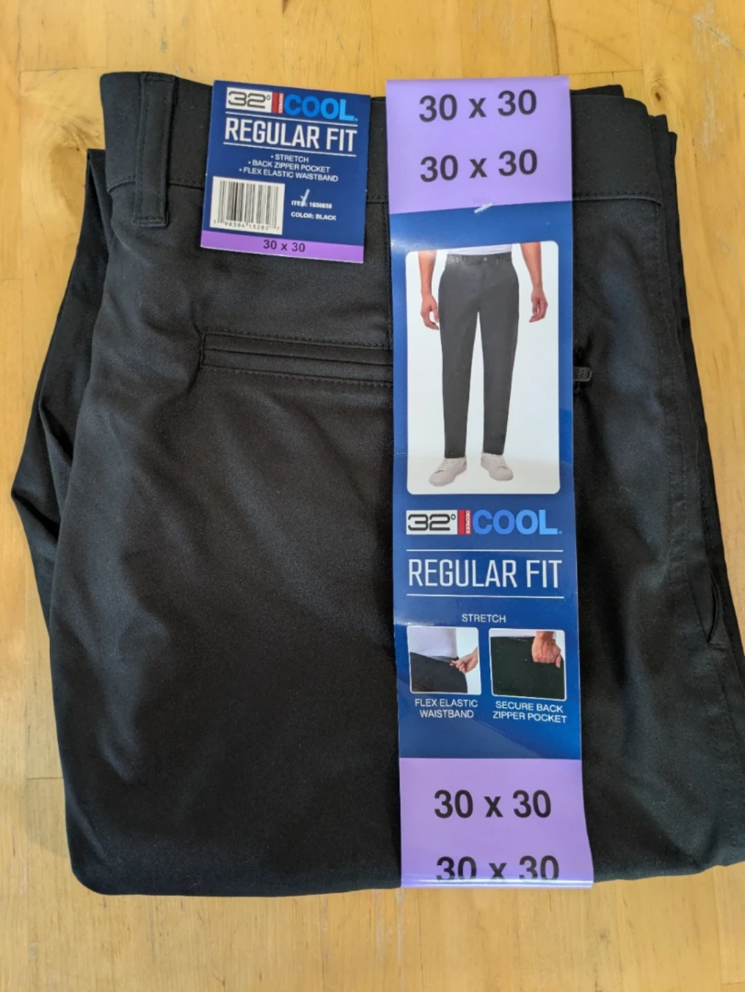 32 Degrees Cool Regular Fit Pants Black 30x30