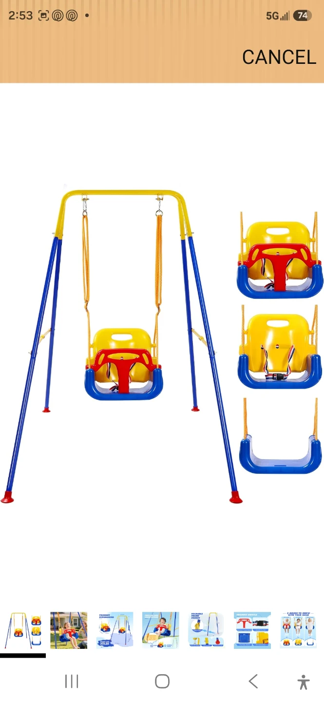 Two-in-One Kids Folding Swing Set