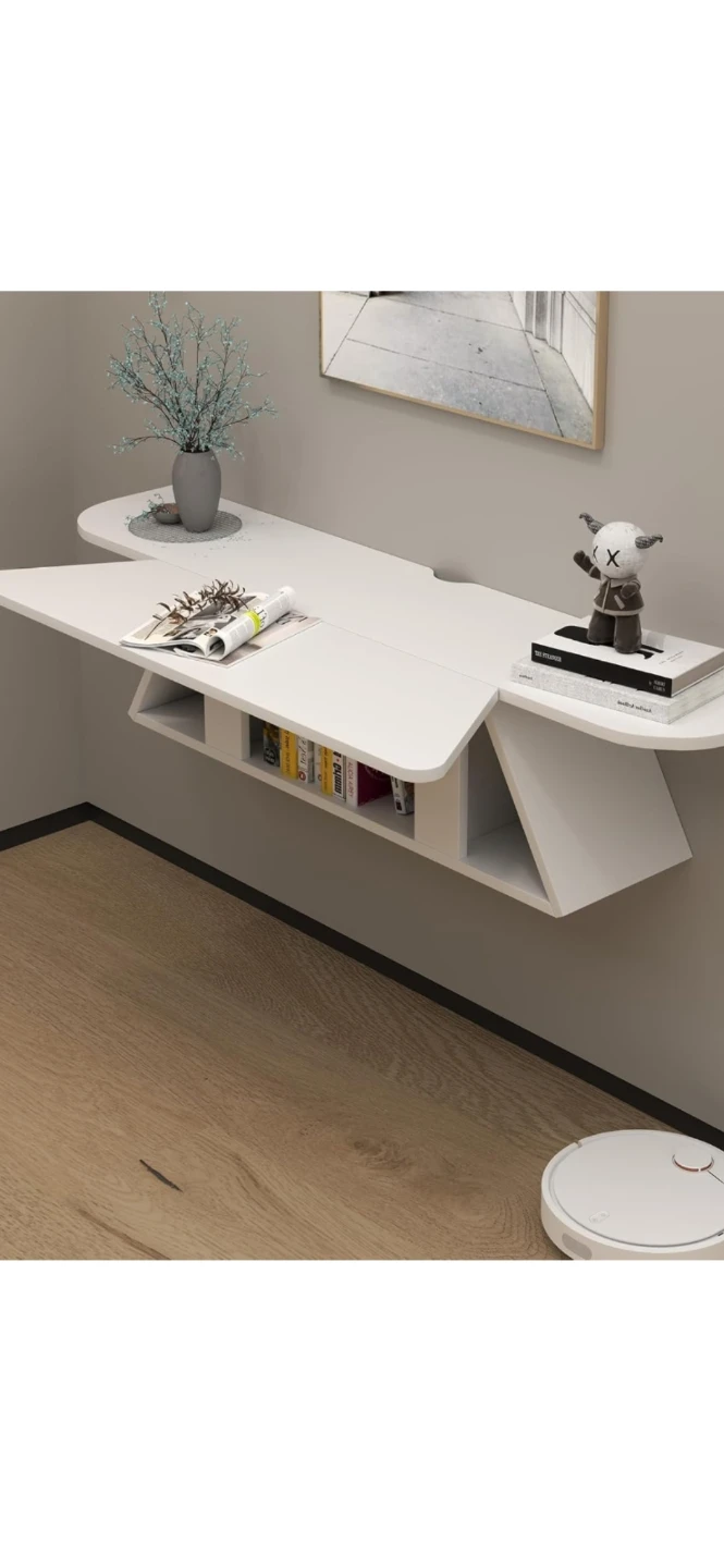 White wall-mounted floating storage console - photo 3