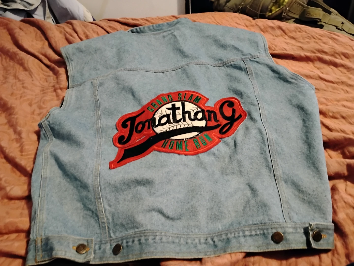 Vintage Denim Vest with Custom Embroidery