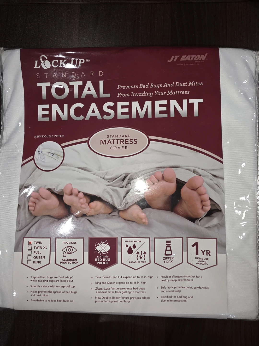 JT Eaton Lock-Up Twin Mattress Encasement / Boxspring coverCover