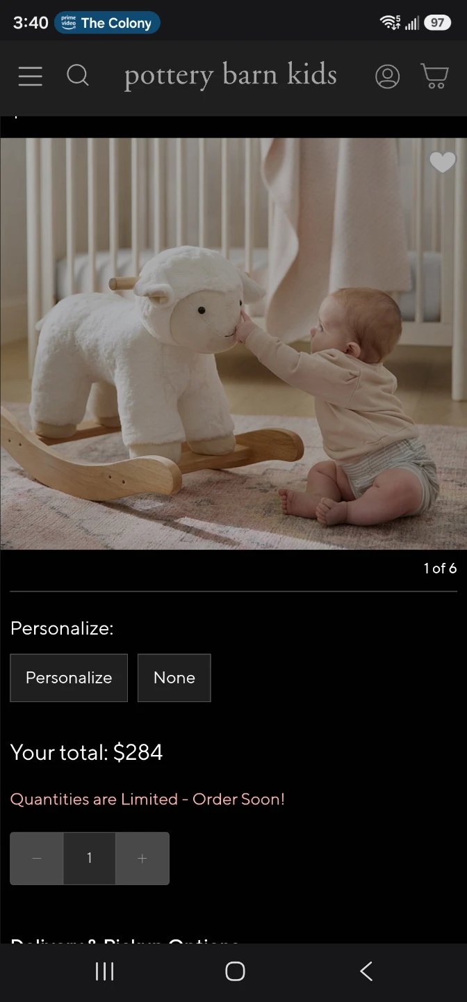 Pottery Barn Kids Lamb Rocker