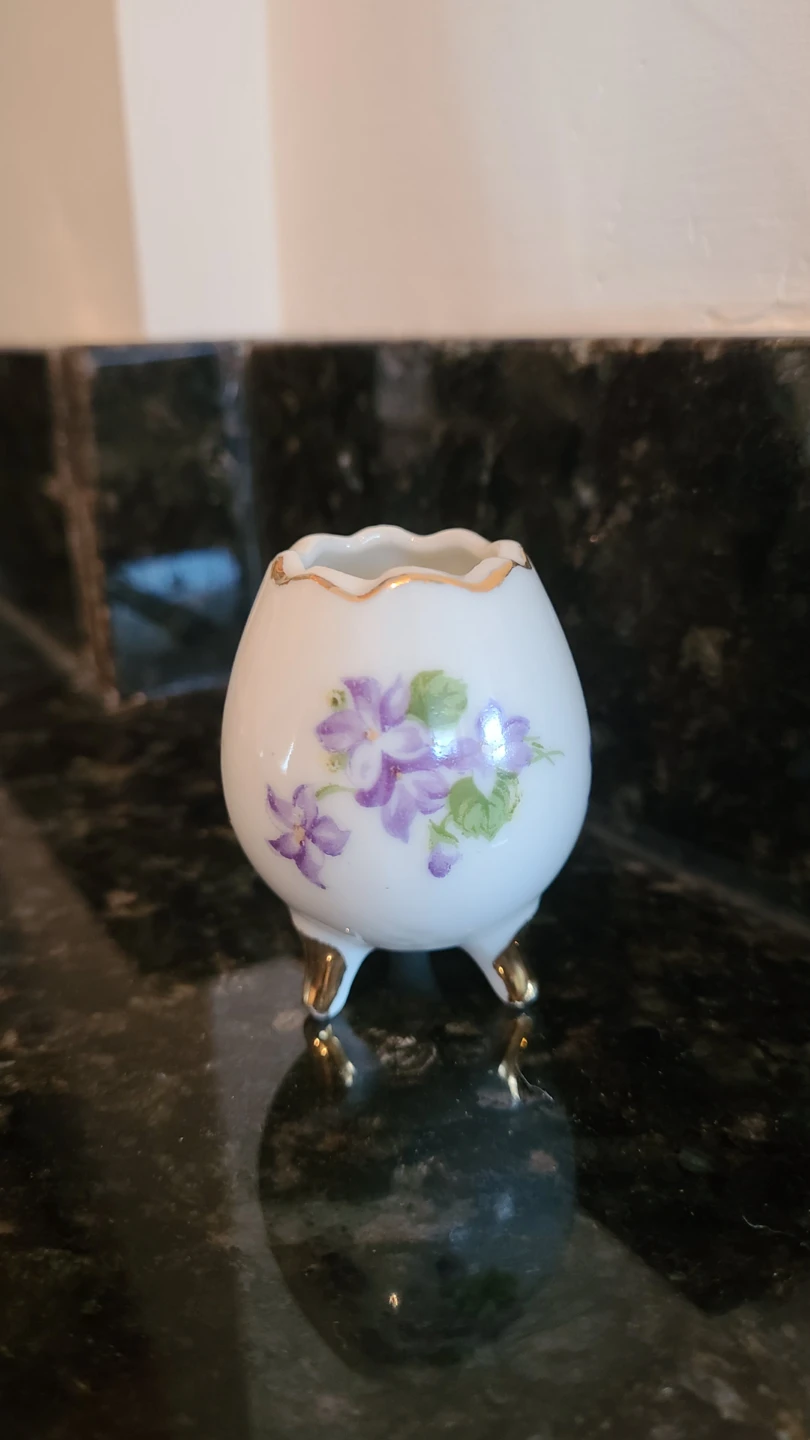 Small Floral Porcelain Footed Vase