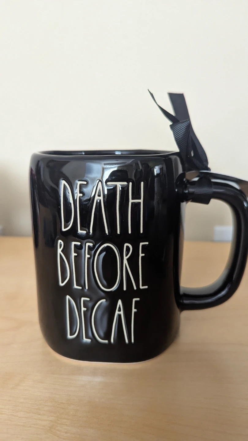 Rae Dunn Death Before Decaf Mug brand new