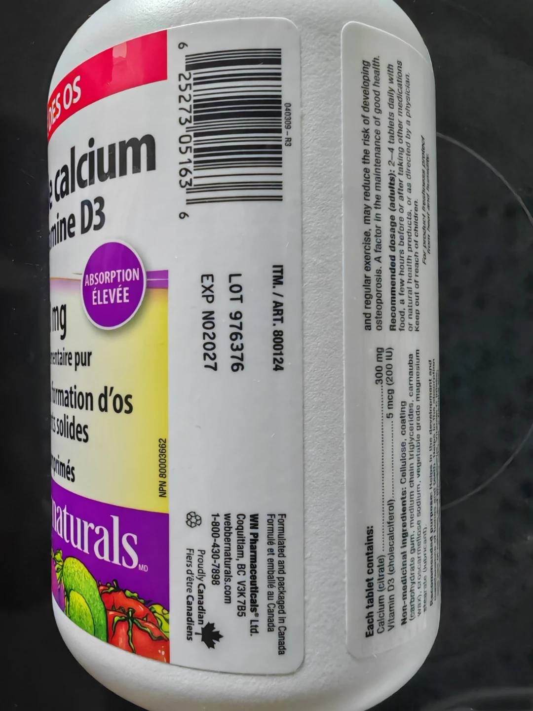Calcium Citrate + Vitamin D3 (350 Tablets, Exp 2027) Two bottles - photo 2