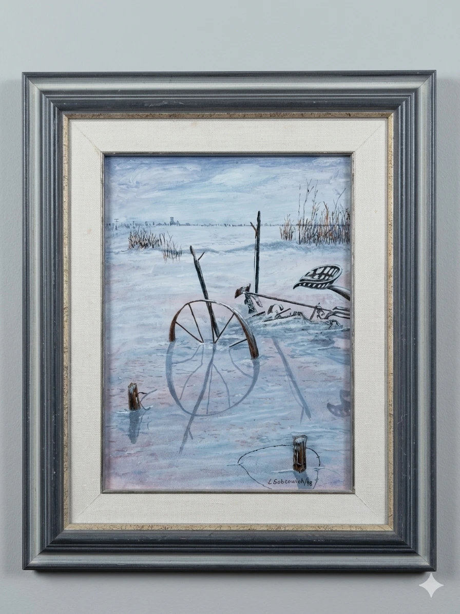 Canadian Oil Painting "Shadows of Other Days" by J. Sobkowich
