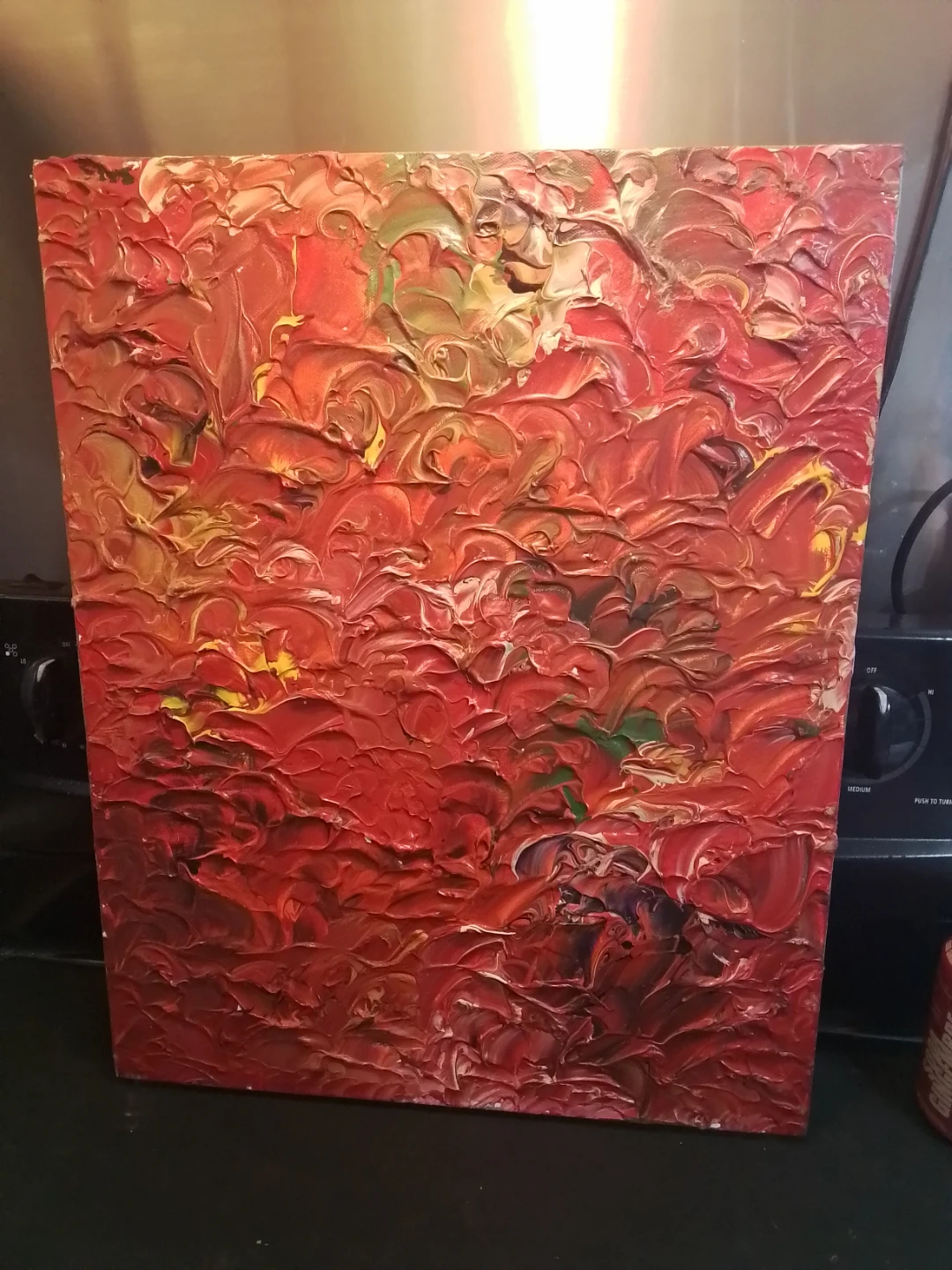 Abstract Textured Red Acrylic Painting - photo 2