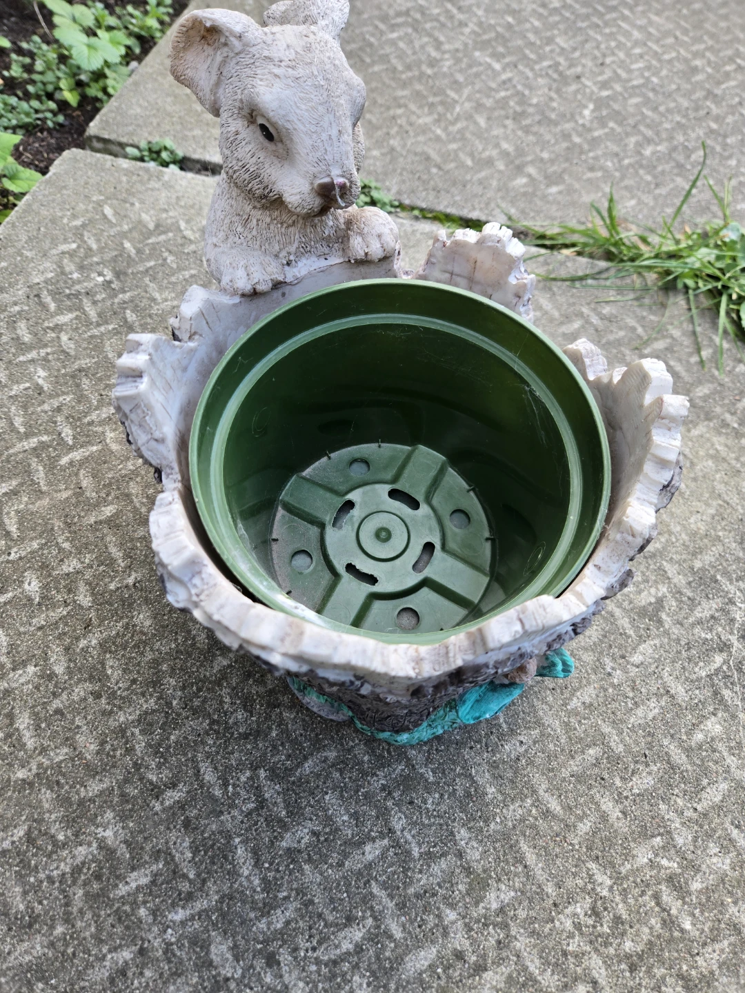 Decorative Bunny Tree Stump Planter - photo 5