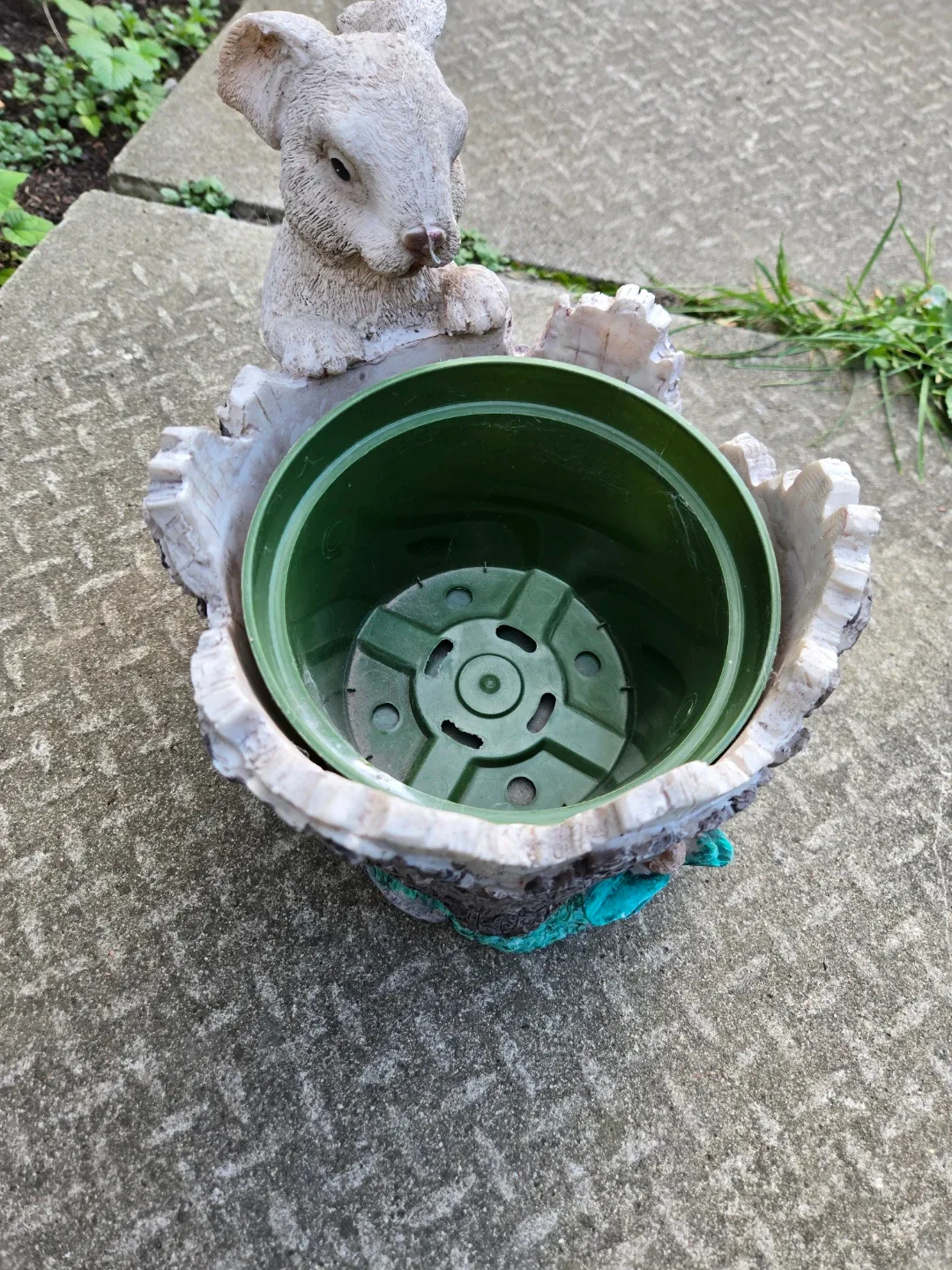 Decorative Bunny Tree Stump Planter - photo 5