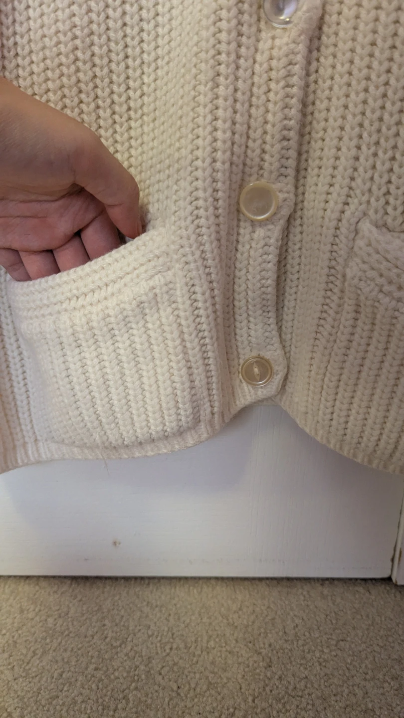 Cream Knit Collared Cardigan Sweater - photo 2